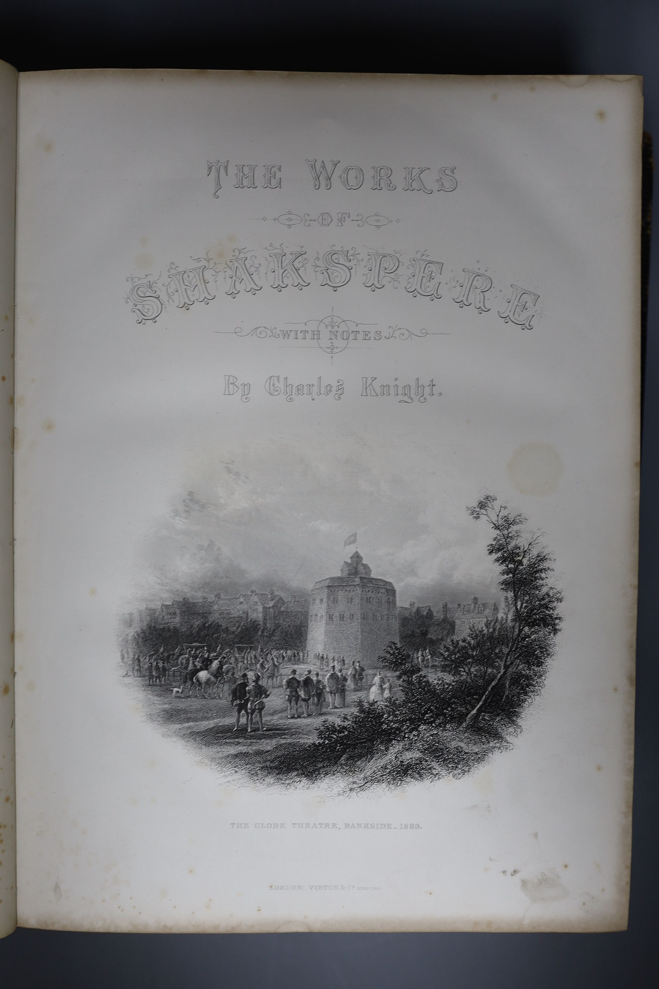 Shakespeare, William - The Works of William Shakespeare. Imperial Edition, 2 vols, edited by Charles Knight. pictorial engraved and printed titles, num. steel engraved plates (by Frith, Maclise & Others); publisher's gil